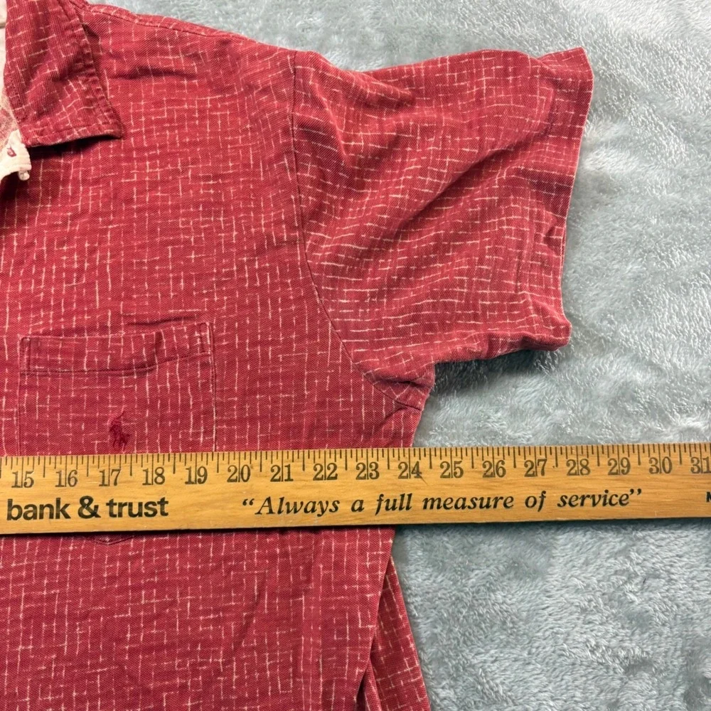 Polo Ralph Lauren Polo Shirt Mens XL Red Grid Pattern Short Sleeve Chest‎ Pocket